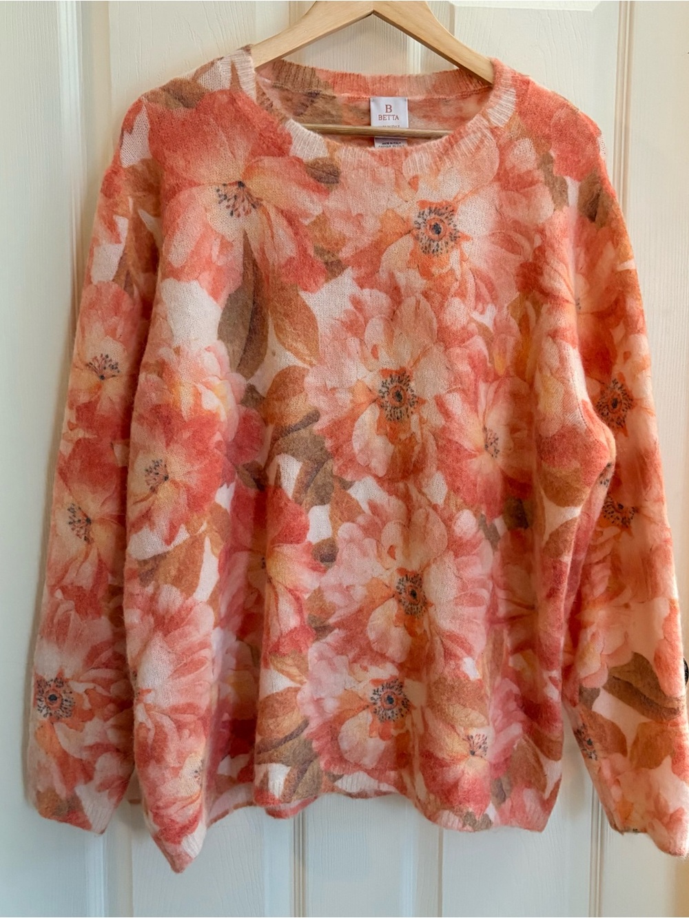 Betta Coral Floral Crewneck Sweater - Women 3X